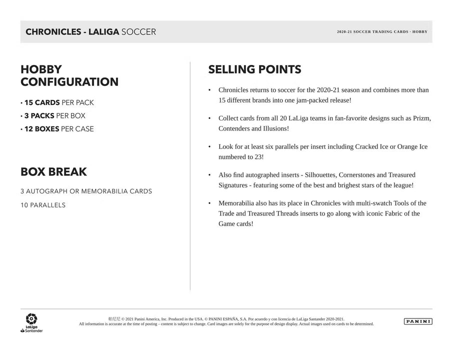 2020-21 Panini Chronicles Soccer Hobby Box