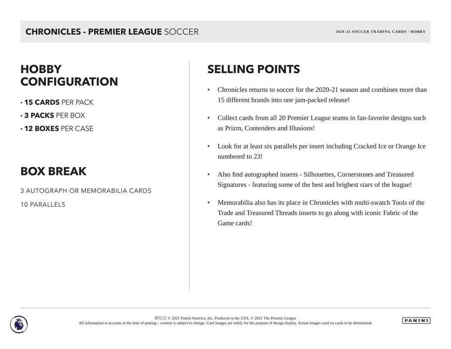 2020-21 Panini Chronicles Soccer Hobby Box