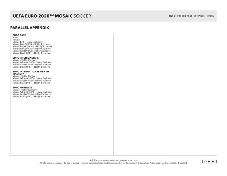 2020-21 Panini Mosaic UEFA Euro 2020 Soccer Hobby Box