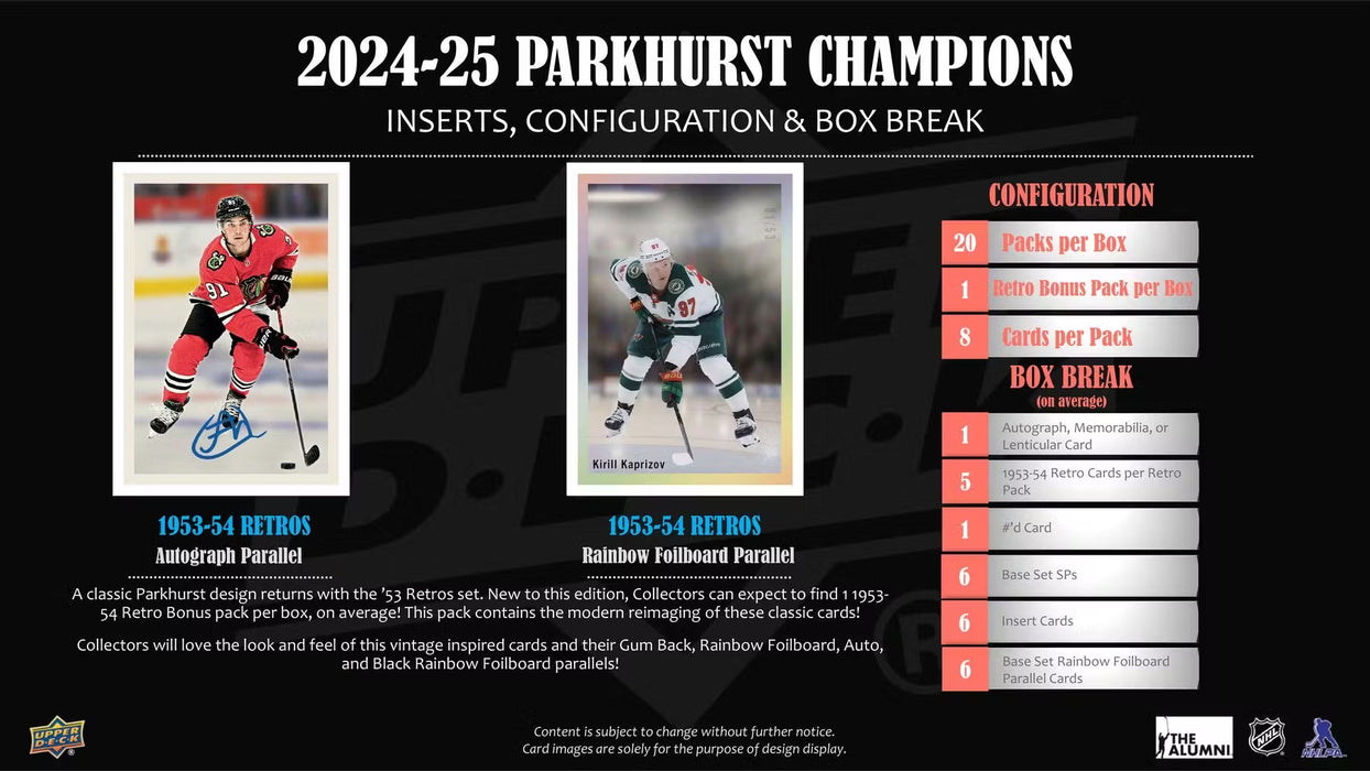 2024-25 Upper Deck Parkhurst Champions Hockey Hobby Box