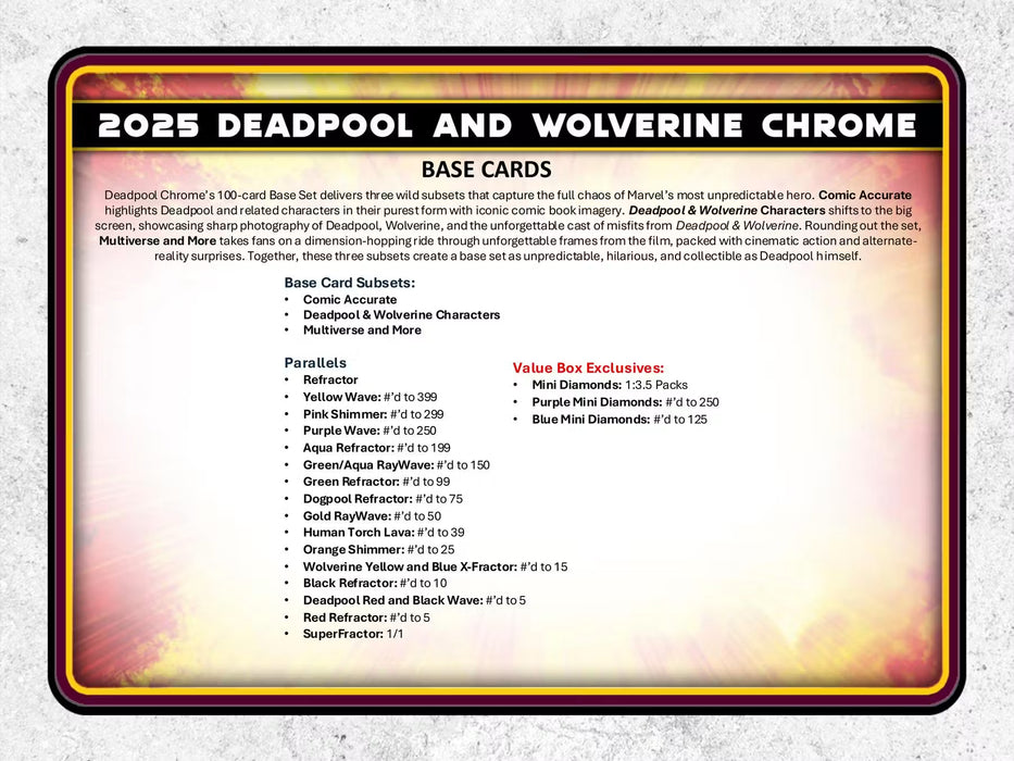 2025 Topps Chrome Marvel Deadpool Value Blaster Box