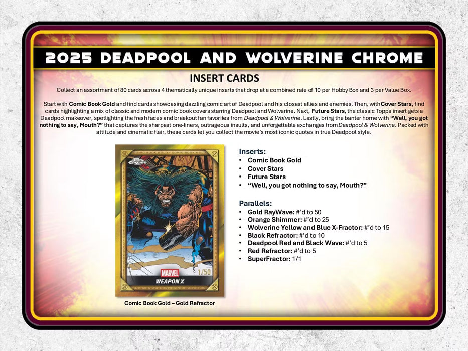 2025 Topps Chrome Marvel Deadpool Value Blaster Box
