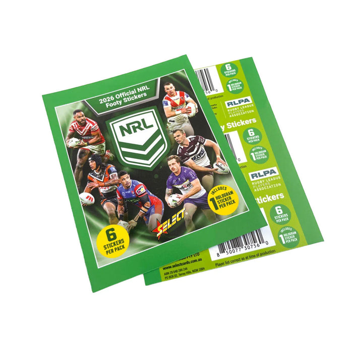 Select 2026 NRL Stickers Book + 5 Packs (In Stock)