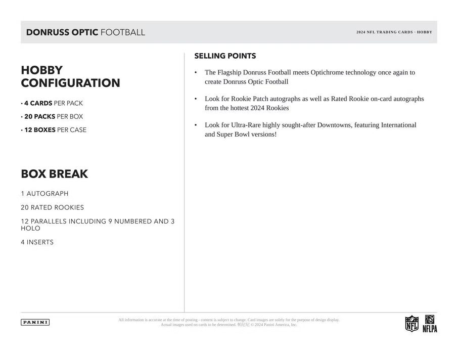 2024 Panini Donruss Optic Football Hobby Box