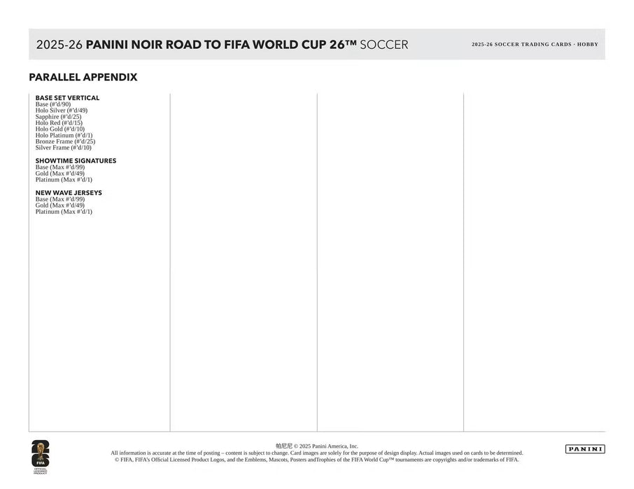 2025-26 Panini Noir Road to FIFA World Cup Soccer Hobby International Box