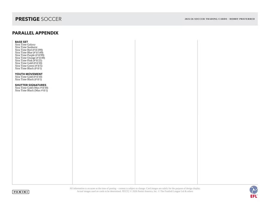 2025-26 Panini Prestige EFL Soccer Hobby Preferred Box