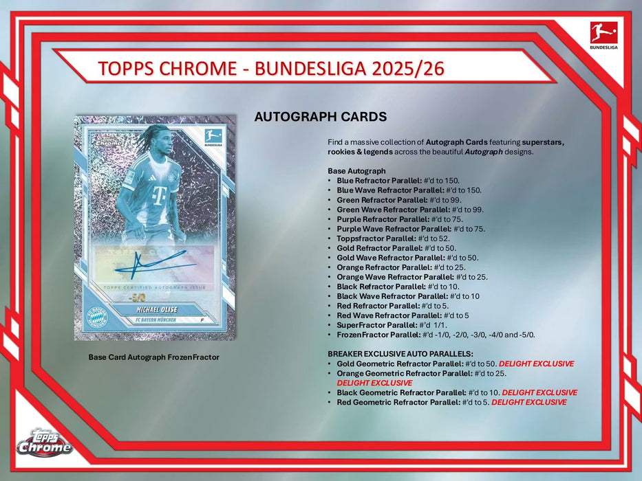 2025-26 Topps Chrome Bundesliga Soccer Delight Box