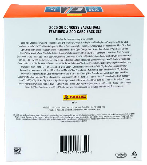 2025-26 Panini Donruss Basketball Mega Box