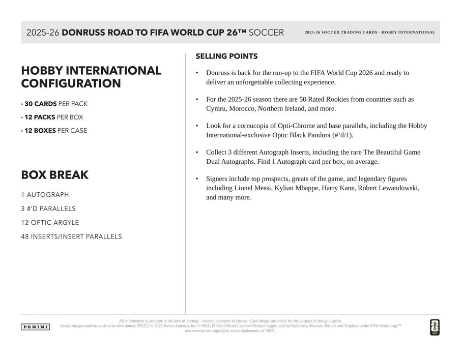 2025-26 Panini Donruss Road to FIFA World Cup Soccer Hobby International Box