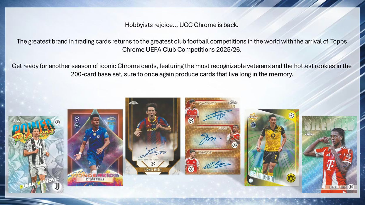 2025-26 Topps Chrome UEFA Club Competitions Soccer Mega Box