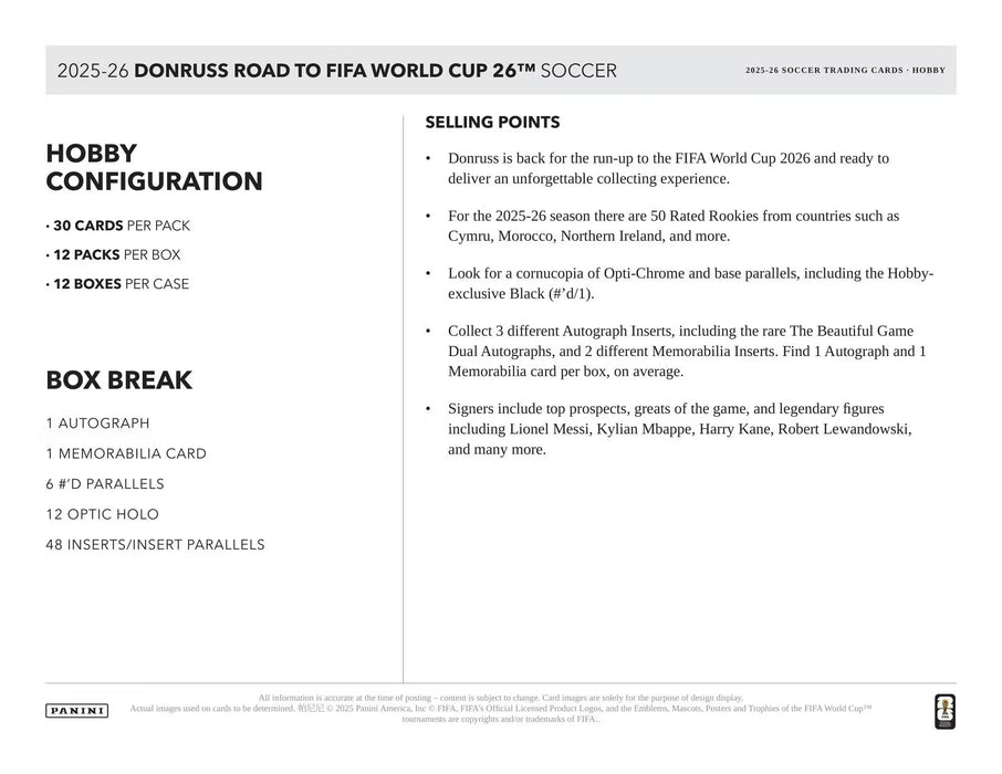2025-26 Panini Donruss Road to FIFA World Cup Soccer Hobby Box (Pre-Order: March 13)