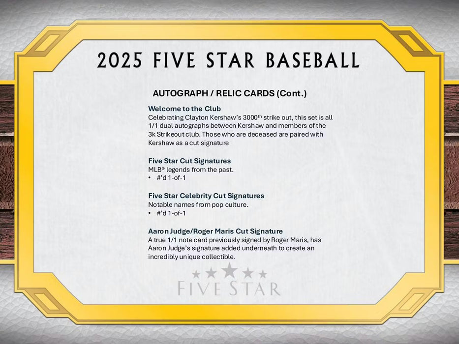 2025 Topps Five Star Baseball Hobby Box