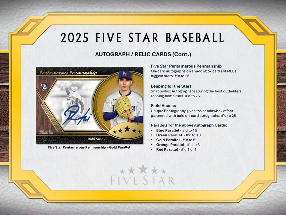 2025 Topps Five Star Baseball Hobby Box