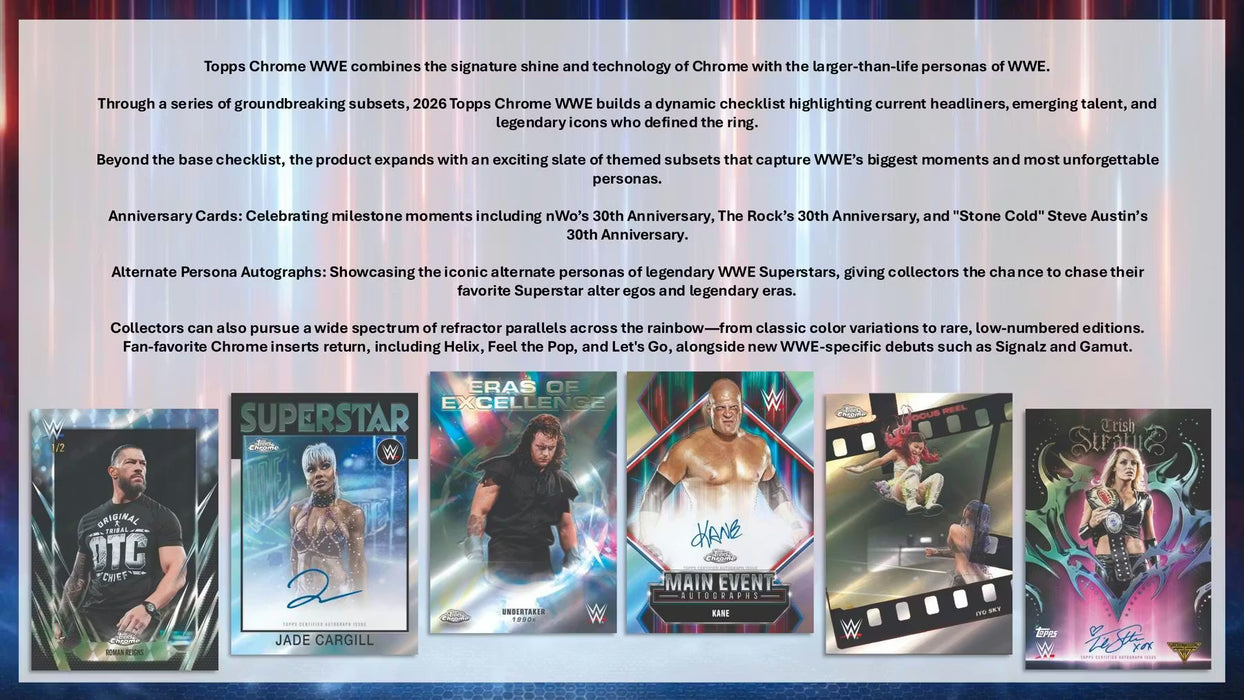2026 Topps Chrome WWE Wrestling Hobby Box (Pre-Order : April 10)