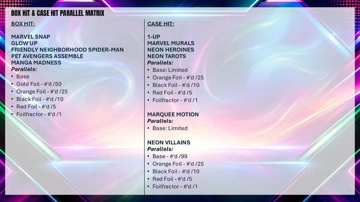 2026 Topps Marvel Neon Mega Box (Pre Order: October 14th)