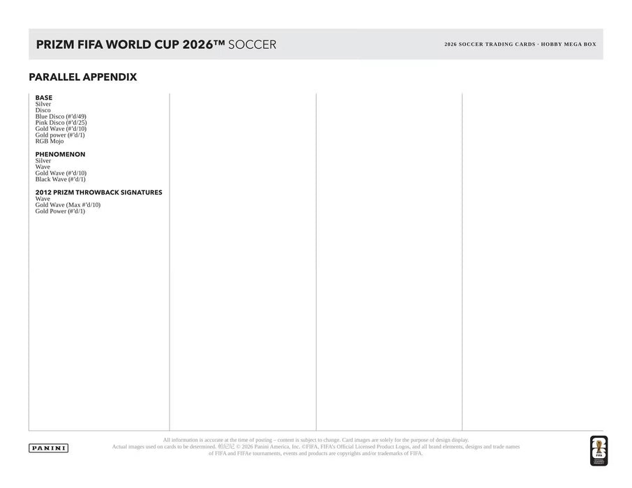 2026 Panini Prizm FIFA World Cup Soccer Hobby Mega Box