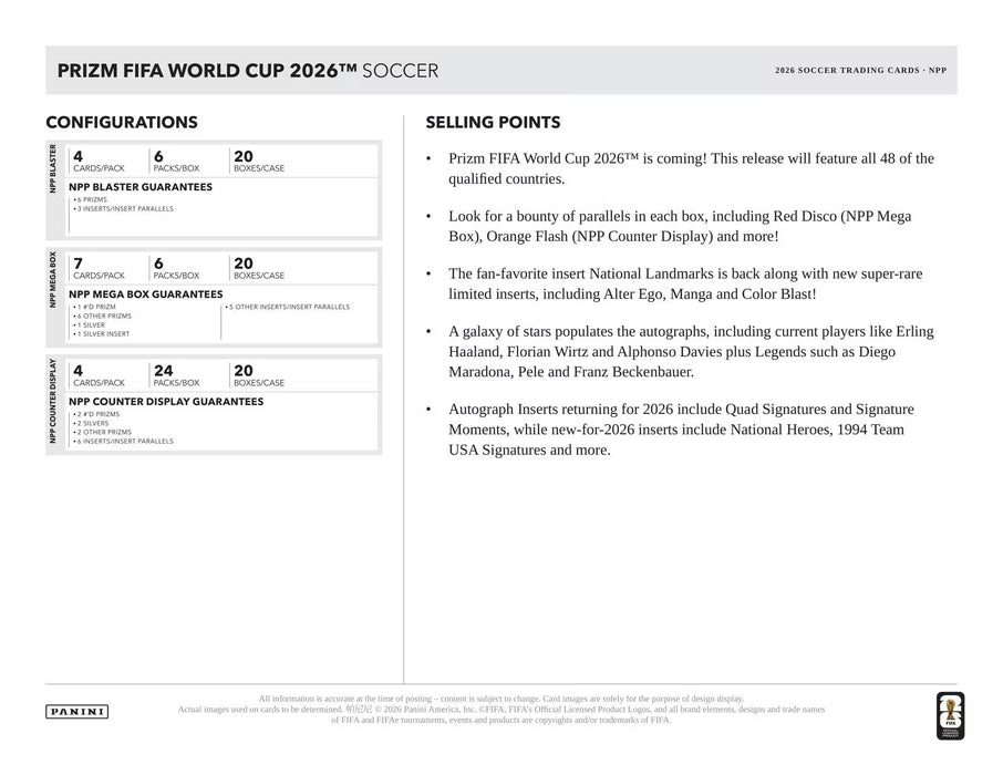 2026 Panini Prizm FIFA World Cup Soccer 24-Pack Retail Box
