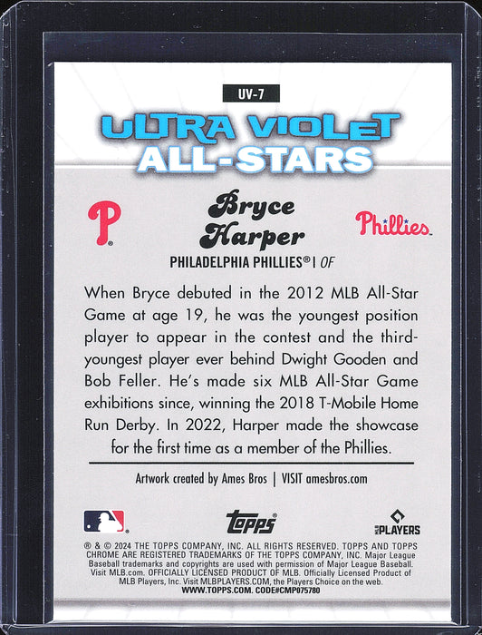 2024 Topps Chrome #UV-7 Bryce Harper Ultra Violet All-Stars