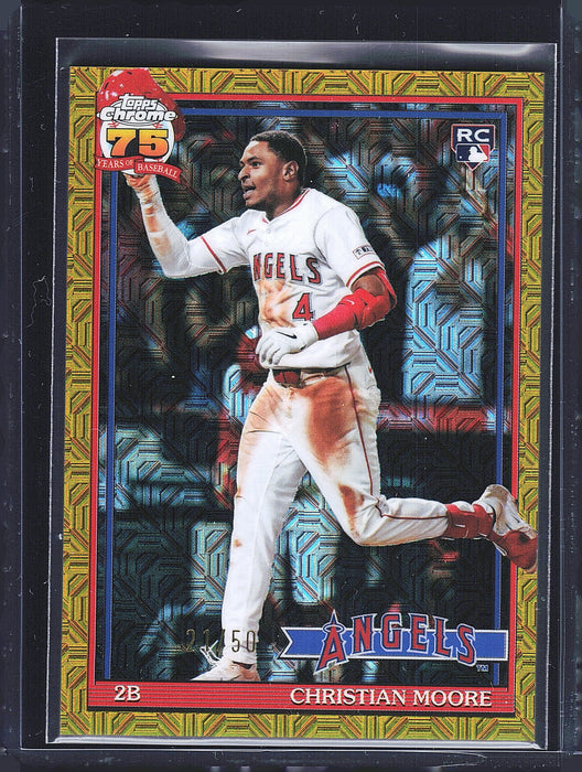 2026 Topps Christian Moore 35th Anniversary Chrome Gold Mojo Refractors #/50