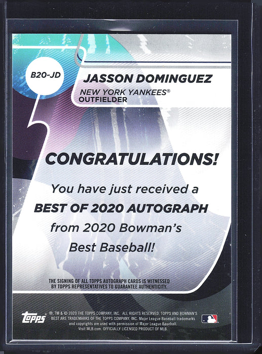 2020 Bowman's Best #B20-JD Jasson Dominguez Best of 2020 Autographs