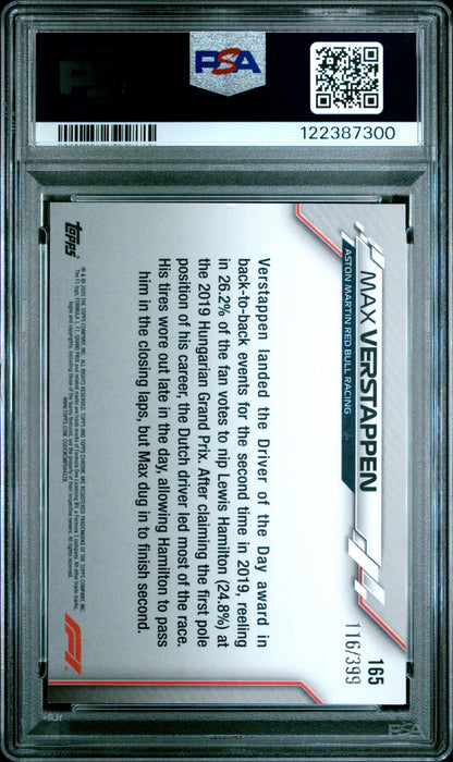 2020 Topps Chrome Formula 1 #165 Max Verstappen Purple Refractor PSA 8