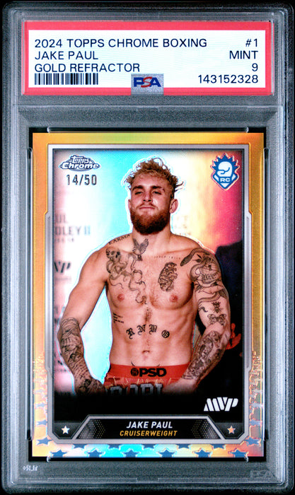 2024 Topps Chrome Boxing #1 Jake Paul Gold Refractor PSA 9