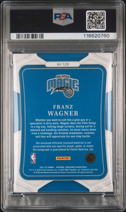 2021-22 Panini National Treasures #129 Franz Wagner Patch Autograph-Bronze PSA 8