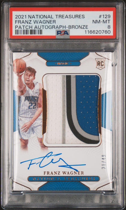 2021-22 Panini National Treasures #129 Franz Wagner Patch Autograph-Bronze PSA 8