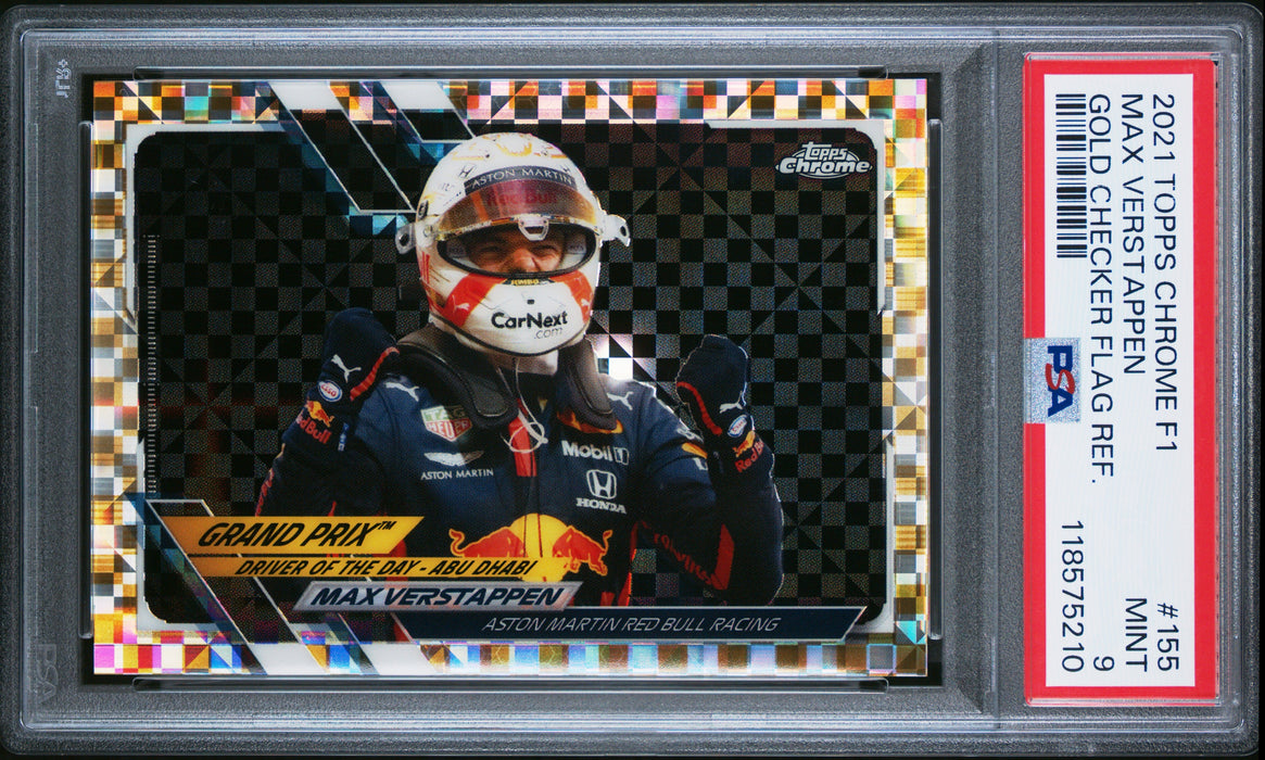 2021 Topps Chrome Formula 1 #155 Max Verstappen Gold Checker Flag Ref. PSA 9