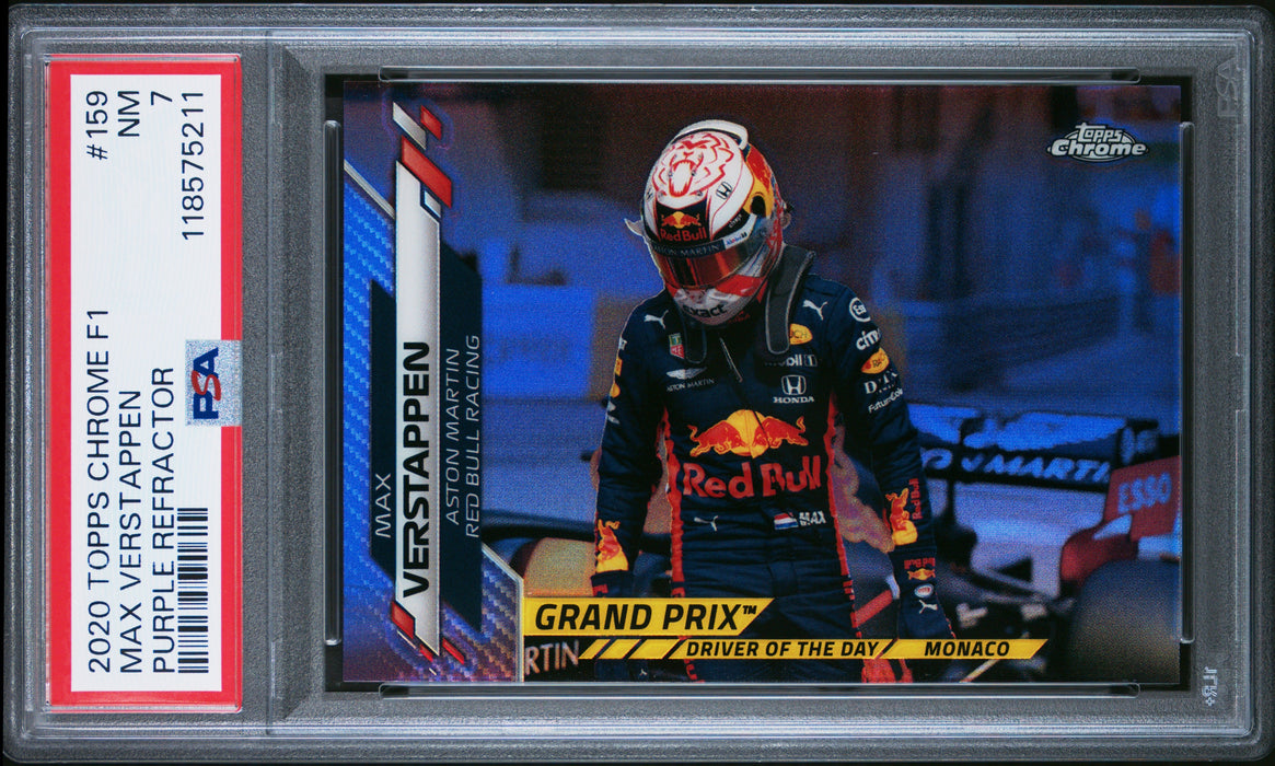 2020 Topps Chrome Formula 1 #159 Max Verstappen Purple Refractor PSA 7