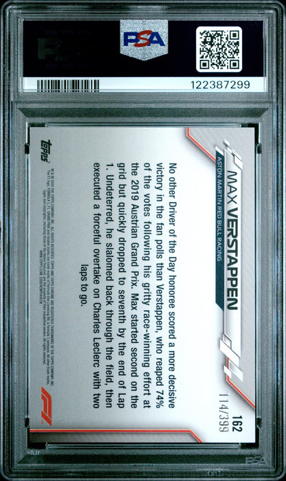 2020 Topps Chrome Formula 1 #162 Max Verstappen Purple Refractor PSA 8
