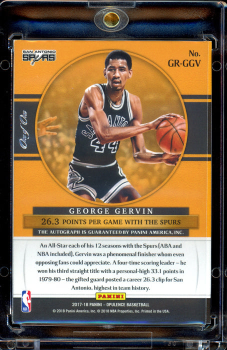 2017-18 Panini Opulence George Gervin Gold Records Signatures Platinum #/1