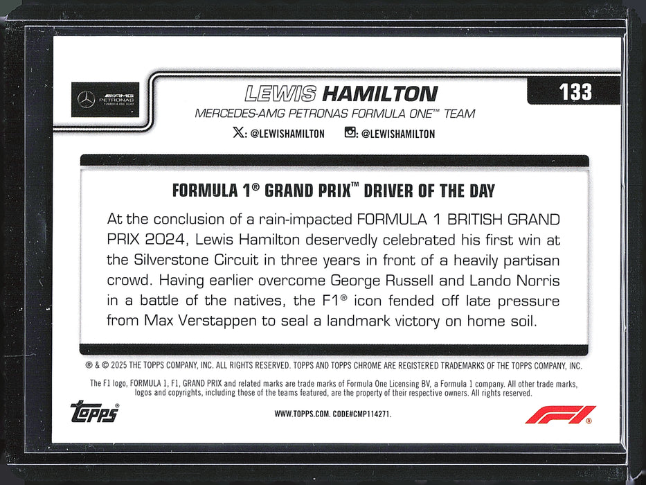2025 Topps Chrome Formula 1 #133 Lewis Hamilton Black Refractor #/10
