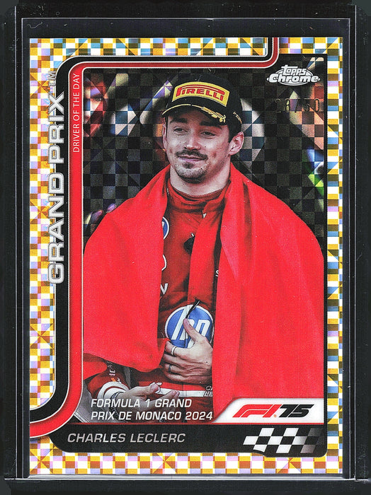 2025 Topps Chrome Formula 1 - Gold Checker Flag Refracto #129 Charles Leclerc #/50