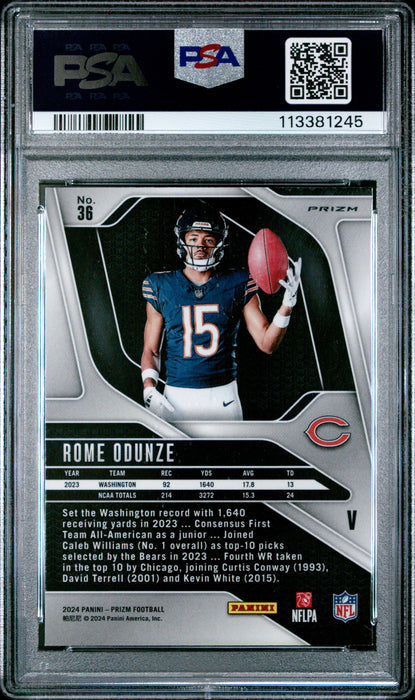 2024 Panini Prizm Rookie Variation #36 Rome Odunze Green Wave PSA 8