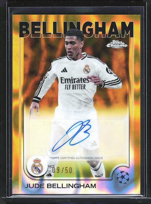 2024-25 Topps Chrome UEFA Club Competitions #CA-JB Jude Bellingham Chrome Autographs Gold Foilboard /50
