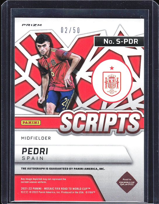 2021-22 Panini Mosaic Road to FIFA World Cup #S-PDR Pedri Orange Fluorescent Auto /50
