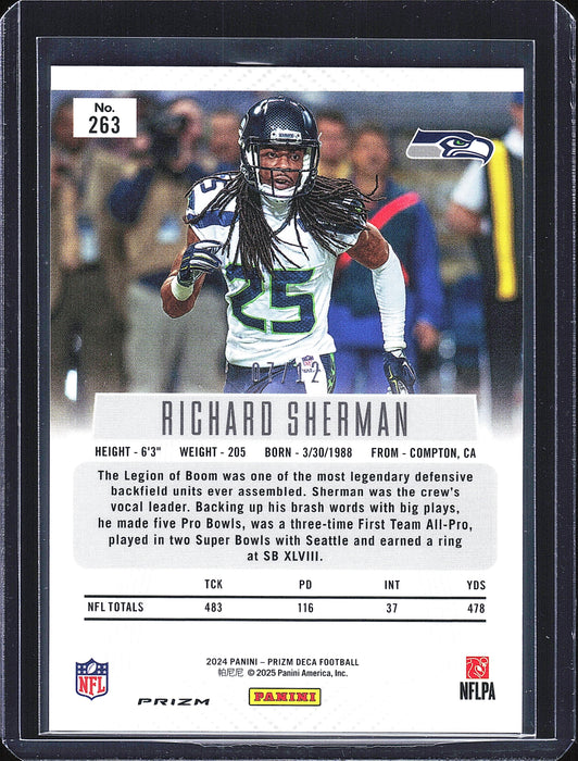 2024 Panini Prizm Deca #263 Richard Sherman FOTL Greem Shimmer /12