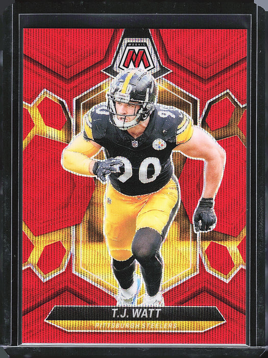 2024 Panini Mosaic #188 T.J. Watt Mosaic Red Wave /9
