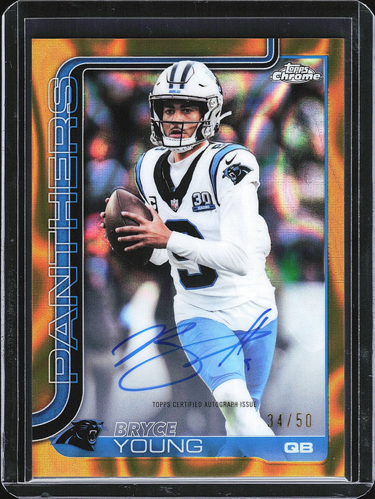 2025 Topps Chrome #BA-BY Bryce Young Chrome Autographs Gold Lava Refractor /50