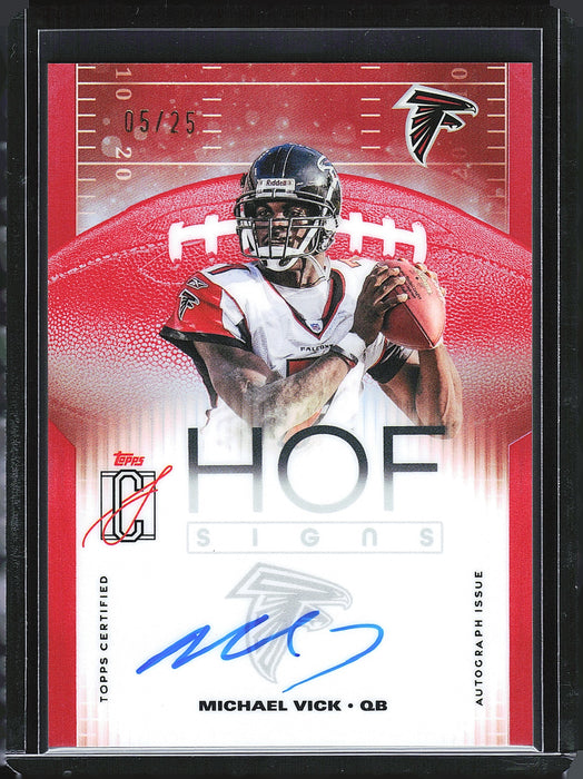 2025 Topps Signature Class #HOF-MV Michael Vick HOF Signs Red Refractor /25