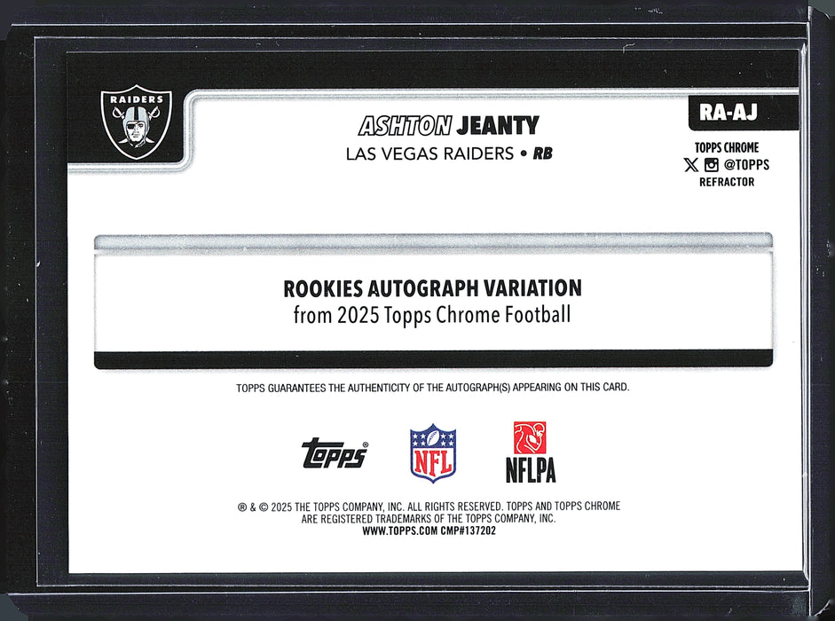 2025 Topps Chrome #RA-AJ Ashton Jeanty Chrome Rookie Autographs Refractor /499