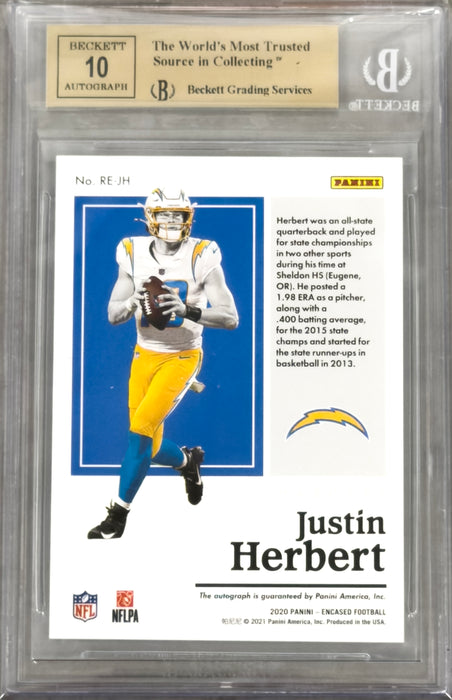 2020 Panini Encased Rookie Endorsements Sapphire #REJH Justin Herbert/35 BGS 9.5 Auto 10