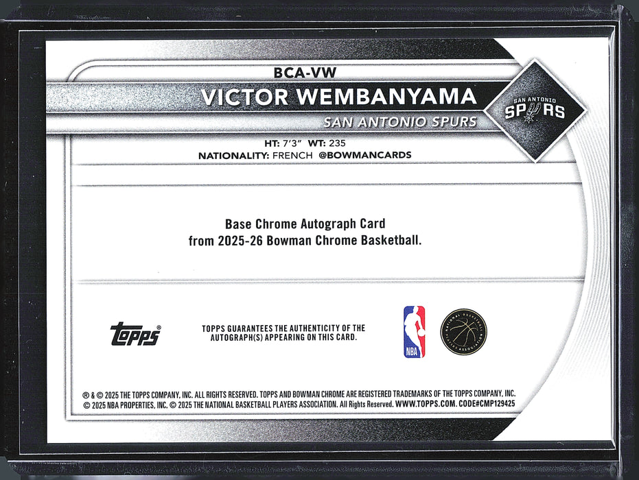 2025-26 Bowman #BCA-VW Victor Wembanyama Chrome Autographs Gold Mojo /50