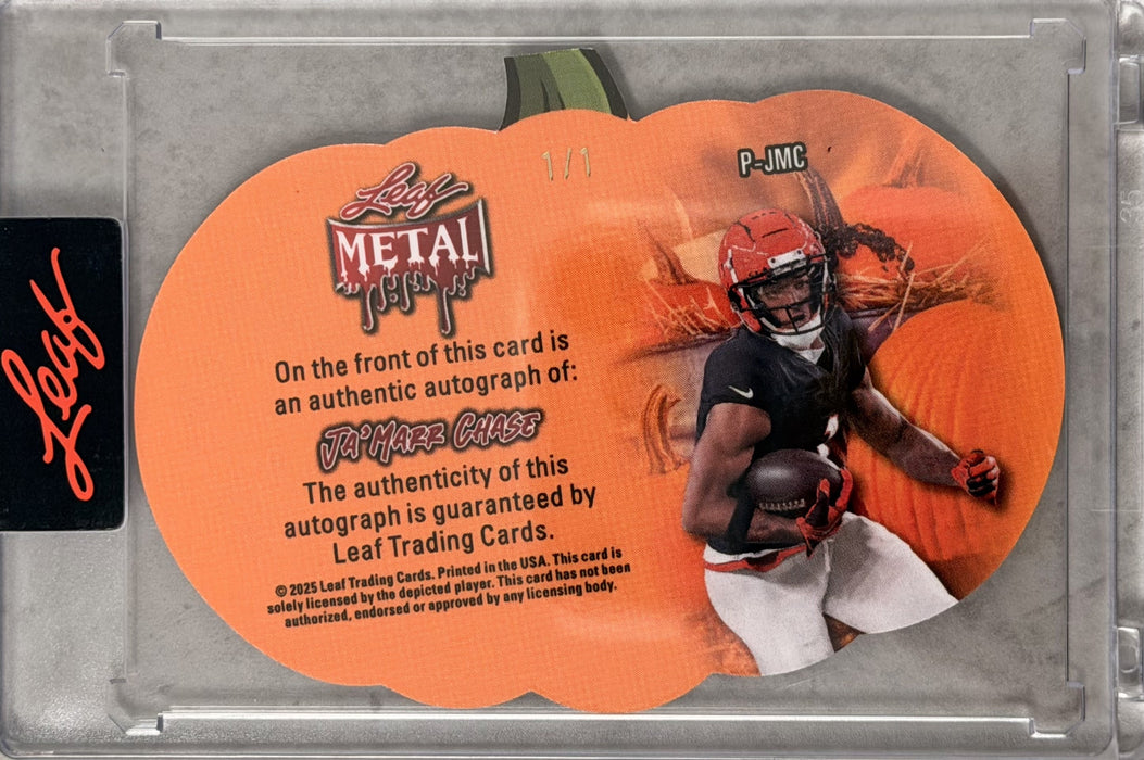2025 Leaf Metal Halloween - Pumpkins Prismatic Gold P-JMC Ja’Marr Chase 1/1