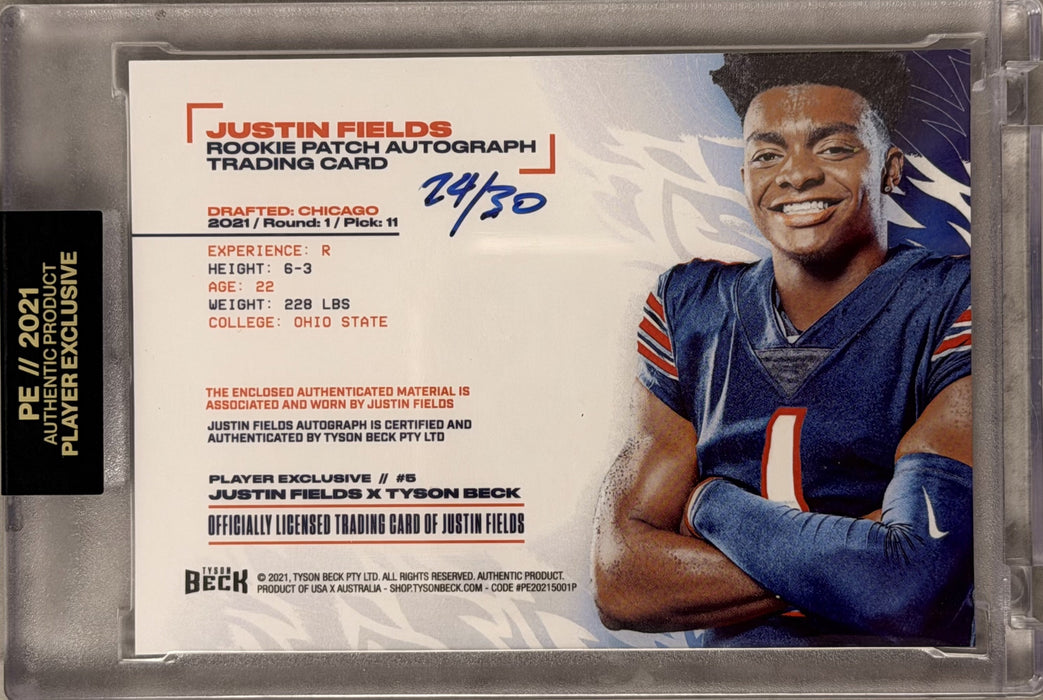 2021 Justin Fields X Tyson Beck Worn Rookie Patch Auto /30