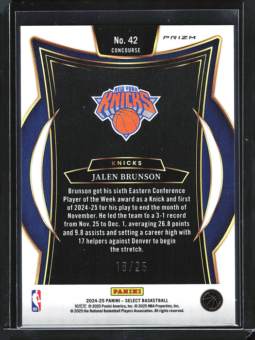 2024-25 Panini Select 42 Jalen Brunson Blue Disco Prizm /25