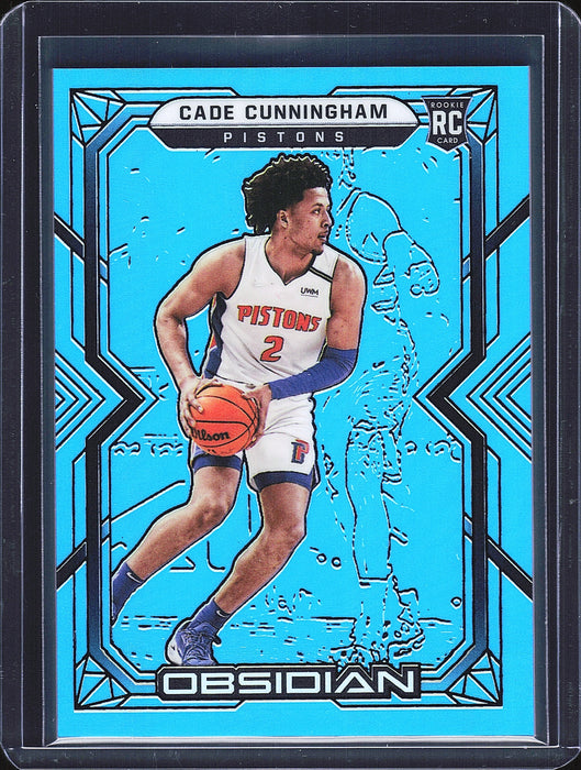 2021-22 Panini Obsidian 151 Cade Cunningham Electric Etch Blue Flood