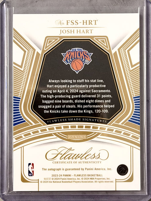 2023-24 Panini Flawless Shade Signatures Ruby FSS-HRT Josh Hart /15