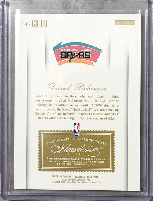 2015-16 Panini Flawless GR-DR David Robinson Greats Dual Memorabilia Autographs Ruby /15